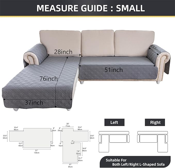 ele ELEOPTION 100% Waterproof 2 Piece Couch Cover Pet Blanket Sectional L Shape Sofa Cushion Cat Dog Bed Cover (Chaise Lounge + 2 Seat Covers) Brown