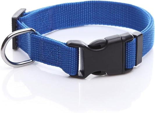 Adjustable Nylon Dog Collar, pet Collar 1 Inch 3/4 Inch 5/8 Inch Wide, for Large Medium Small Dogs(3/4 Inch, Blue