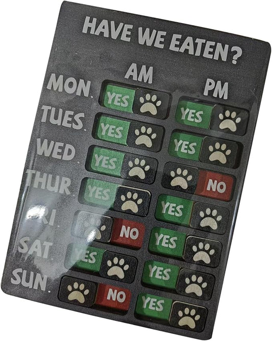 Large Pet Feeding Monitor Board Wood Composite Clear Indicators for Daily and Weekly Tracking Wooden Sign