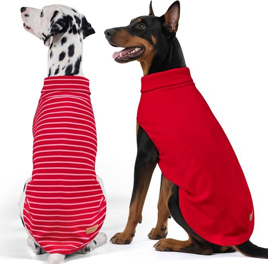 KYEESE 2Pack Dog Sweater Warm Dog Sweaters for Medium Dogs Girl Turtleneck Pet Coat Warm Lightweight Dogs Clothes Soft Pets Fleece Sweater Comfy Sleeveless Doggie Sweatshirt Red,2XL