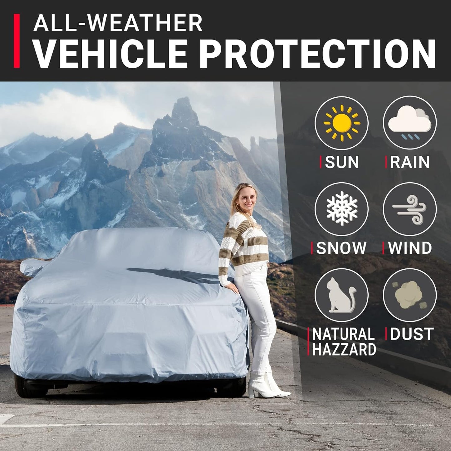 iCarCover Premium Car Cover for 1992-2005 Pontiac Grand Am Heavy Duty Waterproof All-Weather Automobiles Custom Fit Indoor Outdoor UV Snow Protection Covers with Straps and Bag