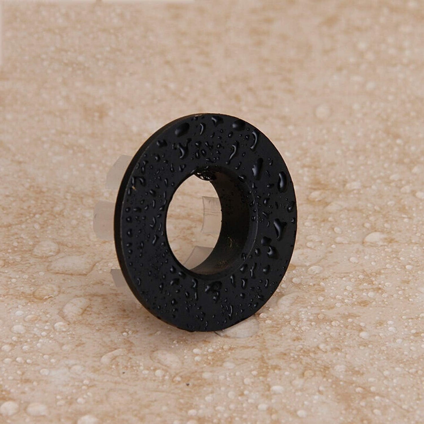 Sink Basin Trim Overflow Cover Brass Insert in Hole Round Caps Matte Black 2 PCS