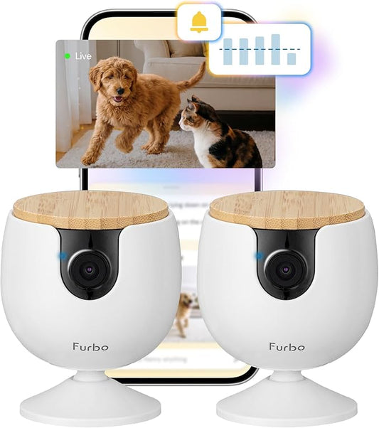 Furbo Mini Pet Camera [Subscription Required] Unlock Camera w/Paid Plan: Home Security with Dog & Cat Safety Alerts, 2-Way Audio, Mountable Smart Cam (Low Risk, 3mo Min. Cancel Anytime) (Pack of 2)