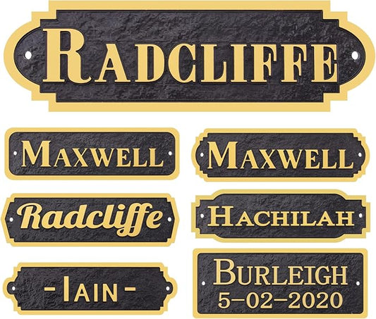 Acrylic Horse Stall Name Plate, 2.4" x 8" Personalized Stall Signs, UV Protected, Custom Pet Name Sign, All Weather Adhesive, Mounting (Gold, Style 6)