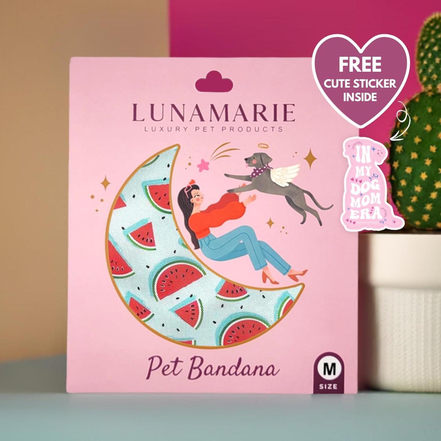 LunaMarie - Luxury Dog Bandanas - Cute Watermelon Design | Premium & Soft Fabric | 100% Handmade Custom Adjustable Shape Dual Layered Small, Medium, Large Cat Scarf (Watermelon, Small)