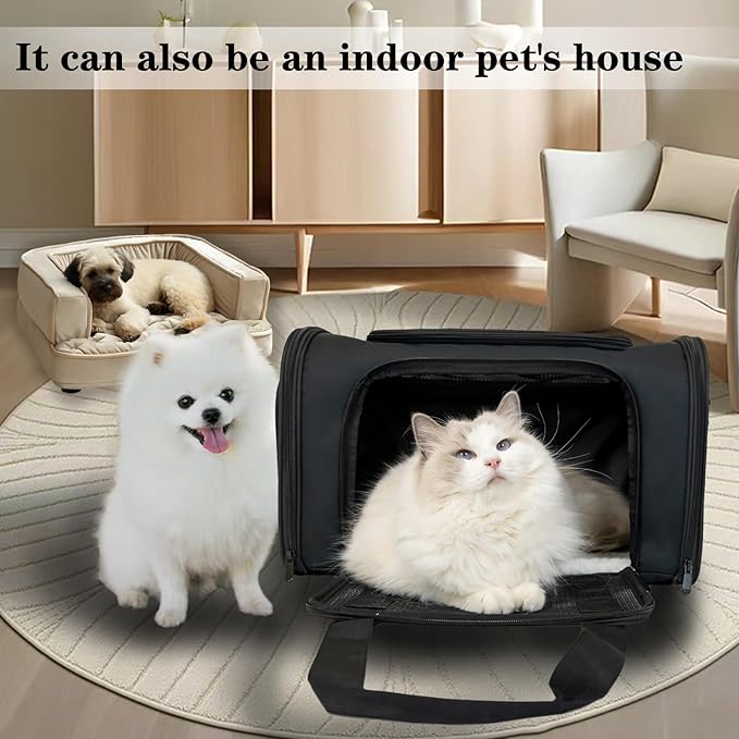 Top tasta Dog Cat Carrier Pet Carriers for Small Medium Large Cats Dogs Carrier Under 25 Lbs Soft Sided Small Puppy Dog Carrier Portable Foldable Dog Cat Travel Carrier （Black 20 * 13 * 13）