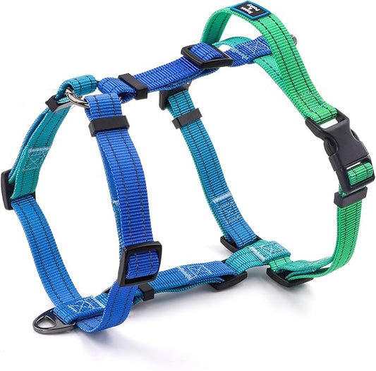 Roses&Poetry Dog Harness Small Sized Dog, 6 Point Adjustable Fit No Pull Harness with Handle for Control and Easy Walking, Reflective Pet Halter Harnesses（Bluegreen-S）