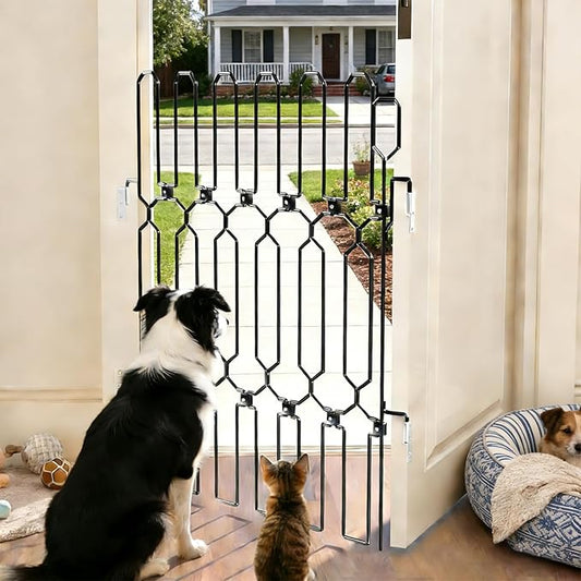 28.4 inch Retractable Pet Door, Adjustable Metal Gate, Front Door Safety Dog Door, RV Retractable Pet Door, Doorway