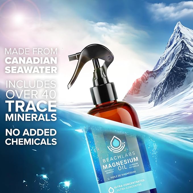 Magnesium Spray (2-Pack) - Ocean Sourced & 100% Canadian Made | Magnesium Oil for Feet and Body | Pure Concentrated Seawater with Synergistic Trace Minerals for Wellness | 237 ml (8 fl oz)