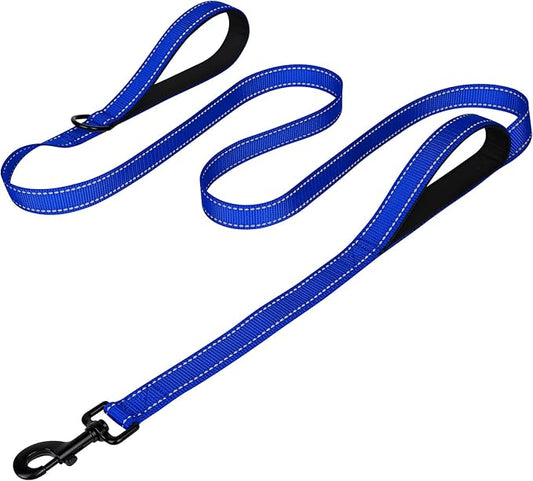 Joytale Dog Leash Heavy Duty for Large Dogs that Pull, Double Handle for Traffic Control, Double-Sided Reflective Leashes for Large Medium Dogs Night Safety, 5FT, Royal Blue