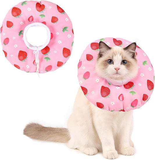 Cat Cone Collar Soft, Medium Waterproof Cat Recovery Collar for Wound Healing After Surgery or Neutering Alternative to Elizabethan Collars Medical Neck Cone for Cats and Puppies, Pink