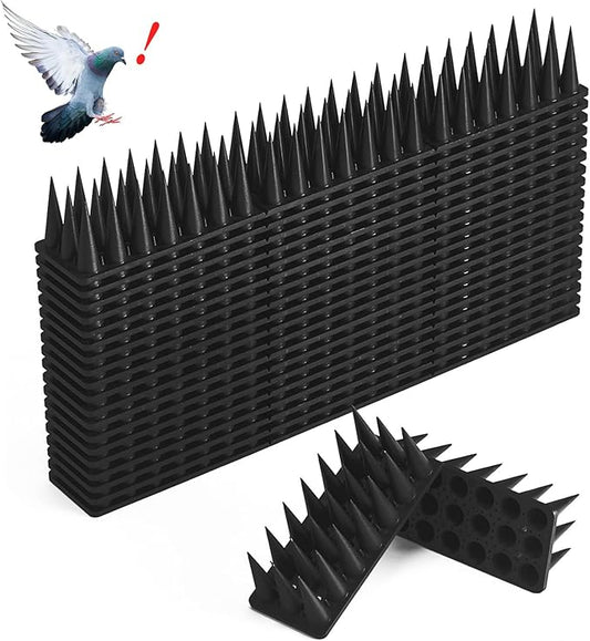 CIIC Bird Spikes, 30 Pack Pigeon Squirrel Raccoon Cat Deterrent Spike Outside Anti Robin Defender Outdoor to Keep Birds Away Roof Fence Window Nest, Black