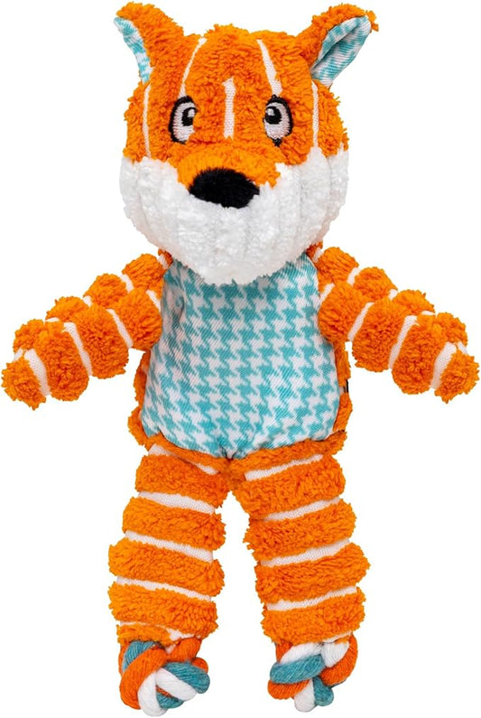 KONG Floppy Knots - Durable No‑Stuffing Squeaky Rope & Plush Dog Toy - for Teething, Playing (Fox, X-Small)