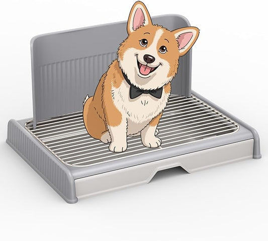 Upgrade Dog Potty Tray with High Wall,23.62"X18.5"Pee Pad Holder,Litter Box for Pet,Mesh Training Holder for Puppy and Small Size Dog,Housebreaking Supplies, Pet Products (Gray)