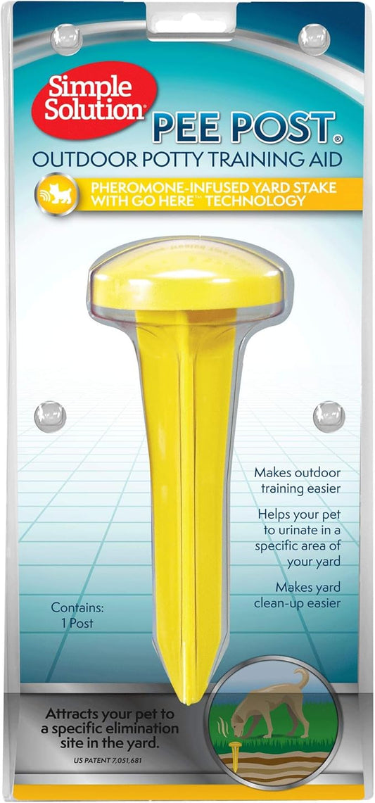 Simple Solution Pee Post Outdoor Dog Training Aid, 13-Inch Pheromone-Infused Stake for Puppy Potty Training, Yard Marking, and Housebreaking, Dog Pee Attractant for Lawn & Garden (Pack of 6)