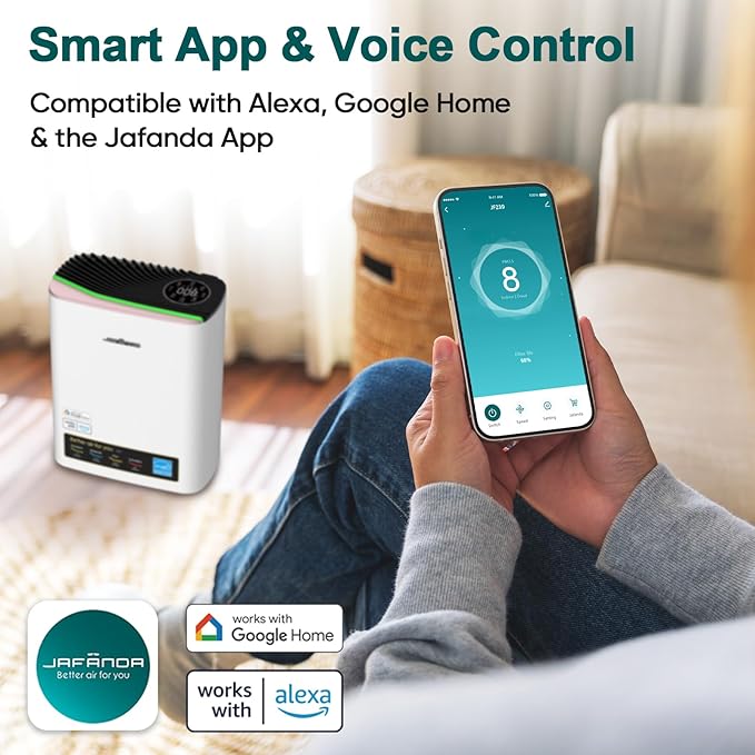 Jafanda Air Purifiers for Home Up to 1100ft² Large Room,HEPA Filter Removes 99.97% of Allergens,Dust,Smoke,and Odors,Activated CarbonTrue HEPA Filters,20dB Quiet Air Purifier (JF239-Rose gold)