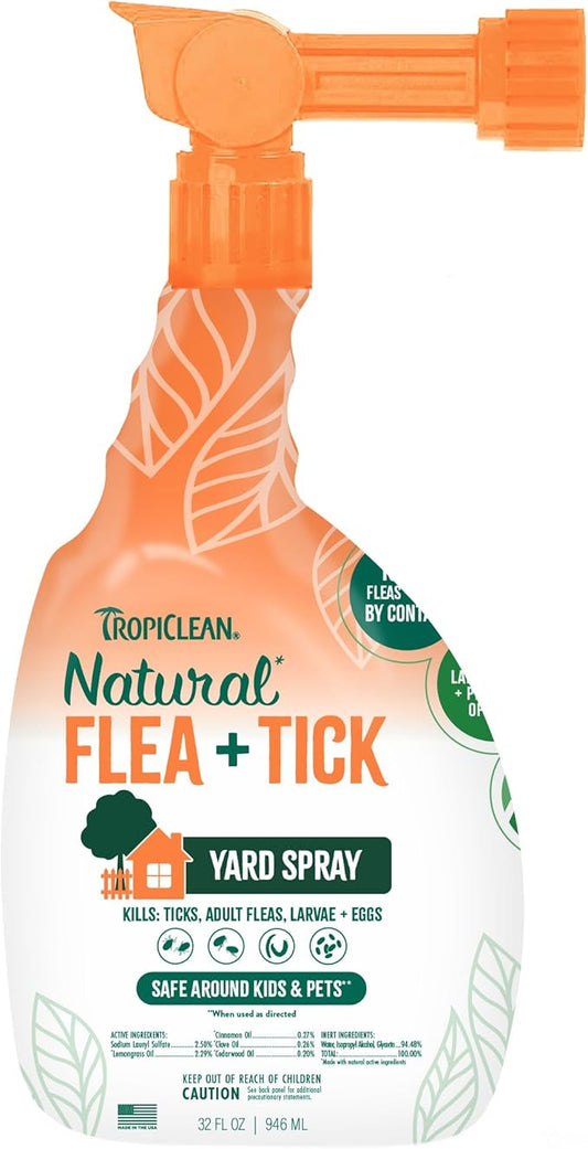TropiClean Natural Maximum Strength Flea and Tick Spray for Yard, 32oz