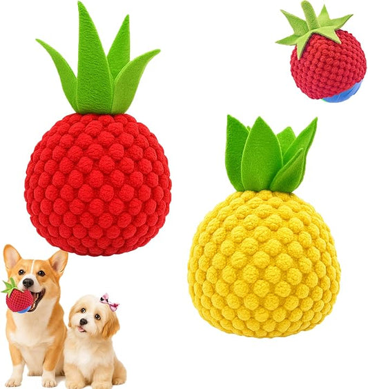 2Pcs Dog Ball Covers – Plush Tomato & Pineapple Sleeves for Interactive Dog Toys, Soft Durable Protectors for Automatic Rolling Bouncing Balls, Extend Toy Life, Fun for Small Medium Large Dogs