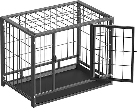 27 Inch Dog Crate, Escape Proof Dog Cage with Dual Door Lock, Removable Tray for Easy Cleaning, Dog Kennel Indoor Outdoor Use