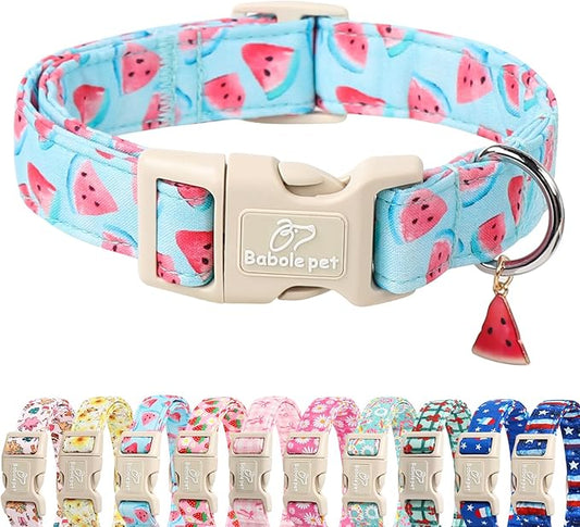 Adjustable Summer Dog Collar, Cute Watermelon Dog Collars for Giant Large Dogs, Lightweight Quick-Release Buckle Collar for Boy&Girl Dogs XL
