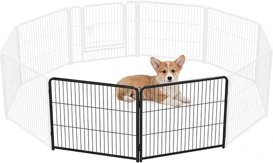 DUMOS Dog Playpen Indoor, Metal 24 Inch 2 Panels Foldable Pet Fence with Door, Outdoor Small Medium Large Dog Puppy Portable Exercise Play Pen for RV Camping, Trips, Play Yard