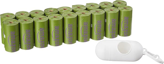 Amazon Basics Premium Leak Proof Dog Poop Bags with Dispenser and Leash Clip, Lavender Scented, 13" x 9", 270 Count (18 Rolls of 15)
