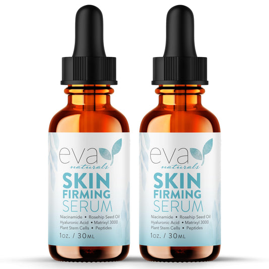 Eva Naturals Skin Firming Serum With Hyaluronic Acid, Vitamin C, And Niacinamide For Face - 2 Pack