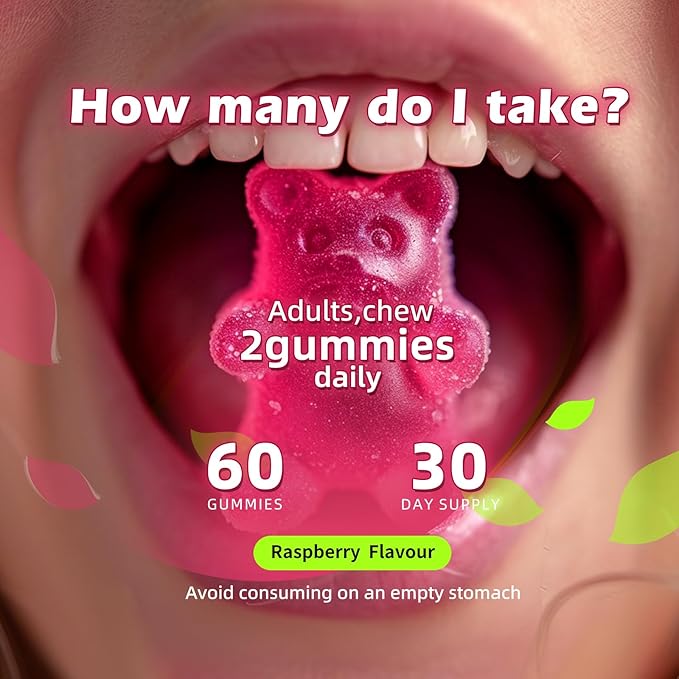 Magnesium Glycinate Gummies 1000mg - Sugar Free Magnesium Potassium Supplement with Vitamin D, B6, CoQ10 for Calm Mood & Sleep Support - 120Raspberry Gummies