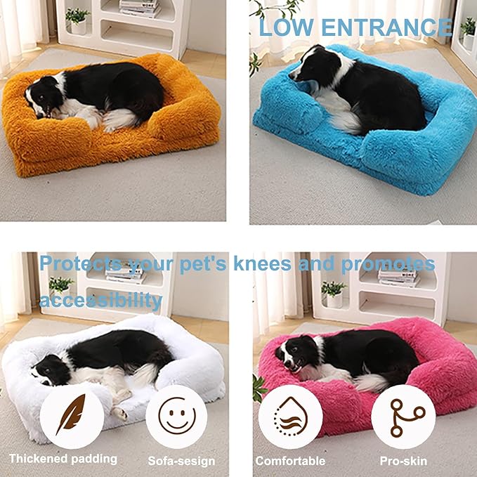 Dog Beds Large Sized dog Orthopedic, Sofa Dog Bed with Waterproof Lining and Nonskid Bottom, Rectangle Washable Dog Bed for Medium Small Dogs and Cats Comfortable ( Color : Brown , Size : 17 x 15" )