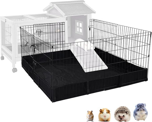 Bunny Playpen Indoor & Outdoor, Rabbit Enclosure with Waterproof Liner, Extension Guinea Pig Cages for Small Animals (Playpen Only)