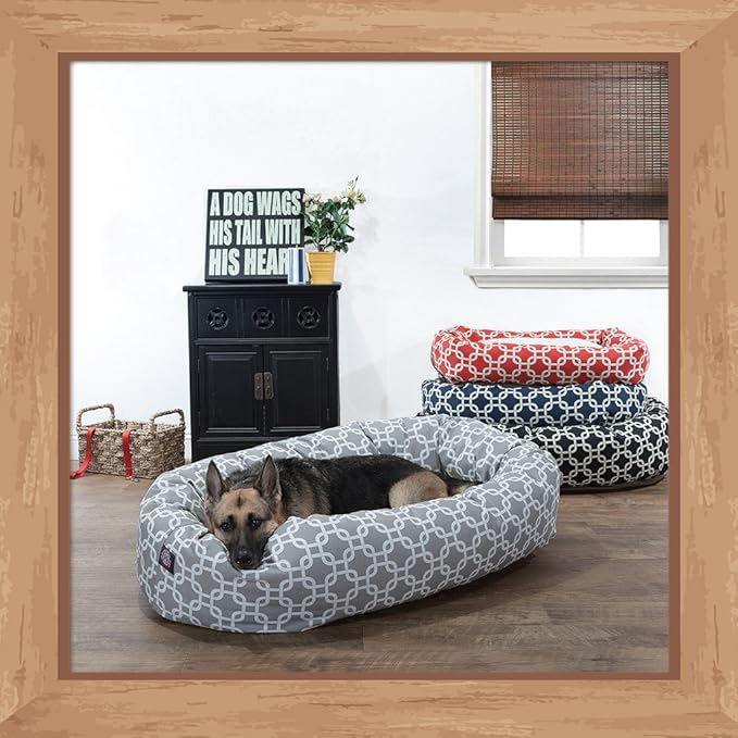 Majestic Pet 40 Inch Links Sherpa Calming Dog Bed Washable – Cozy Soft Round with Spine for Head Support - Fluffy Donut 40x29x9 (inch) – Round Pet Bed Large - CORAL