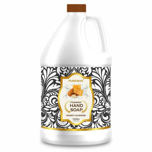 Puremax Foaming Hand Soap Refills | Honey Almond | Essential Oils | Gentle, Moisturizing Foam | Made In Usa | 128 Fl Oz (1 Gallo