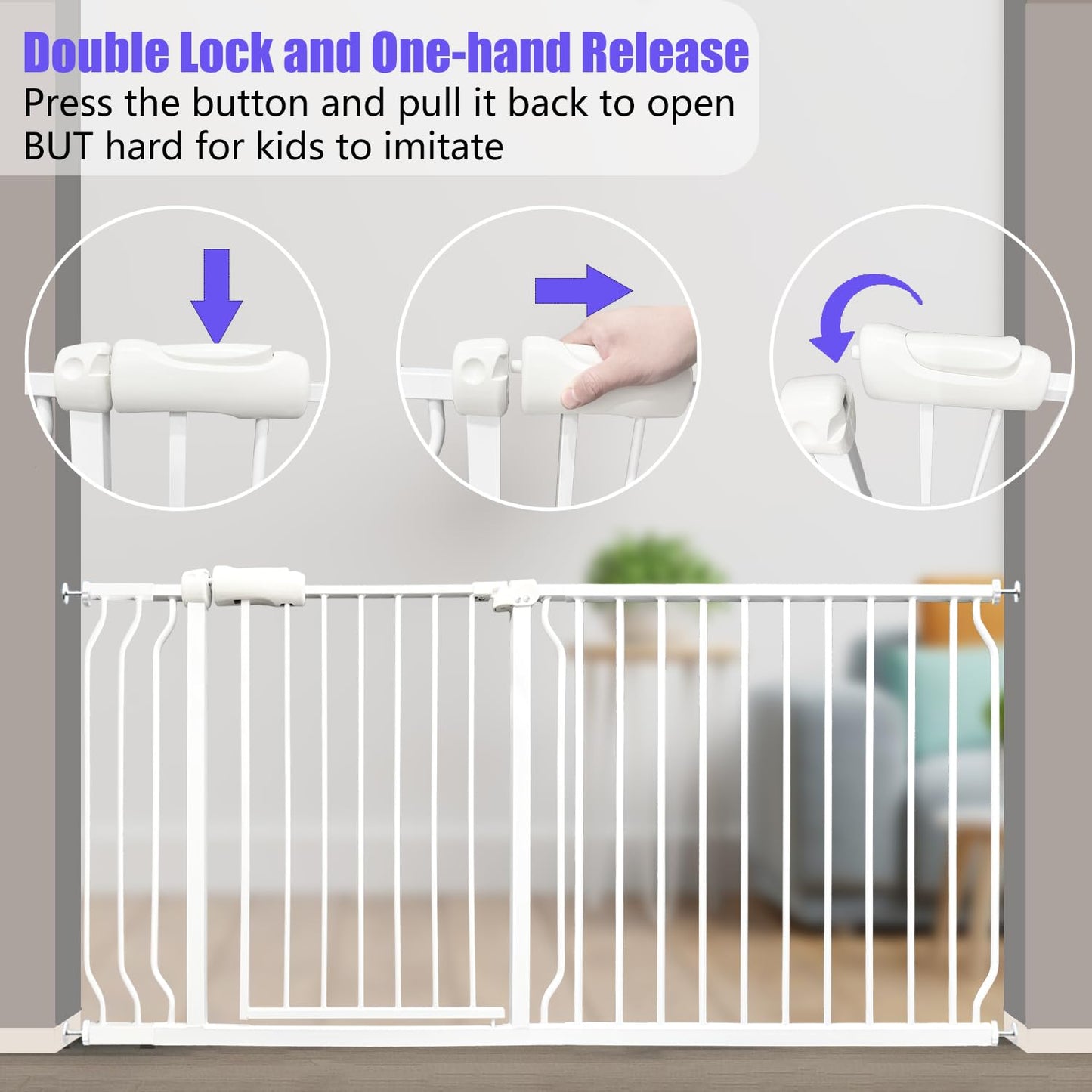 Extra Wide 67-71.5 Inch Baby Gates for Stairs, Doorways - No Drilling, Pressure Mounted Pet Gates for Kids and Dogs