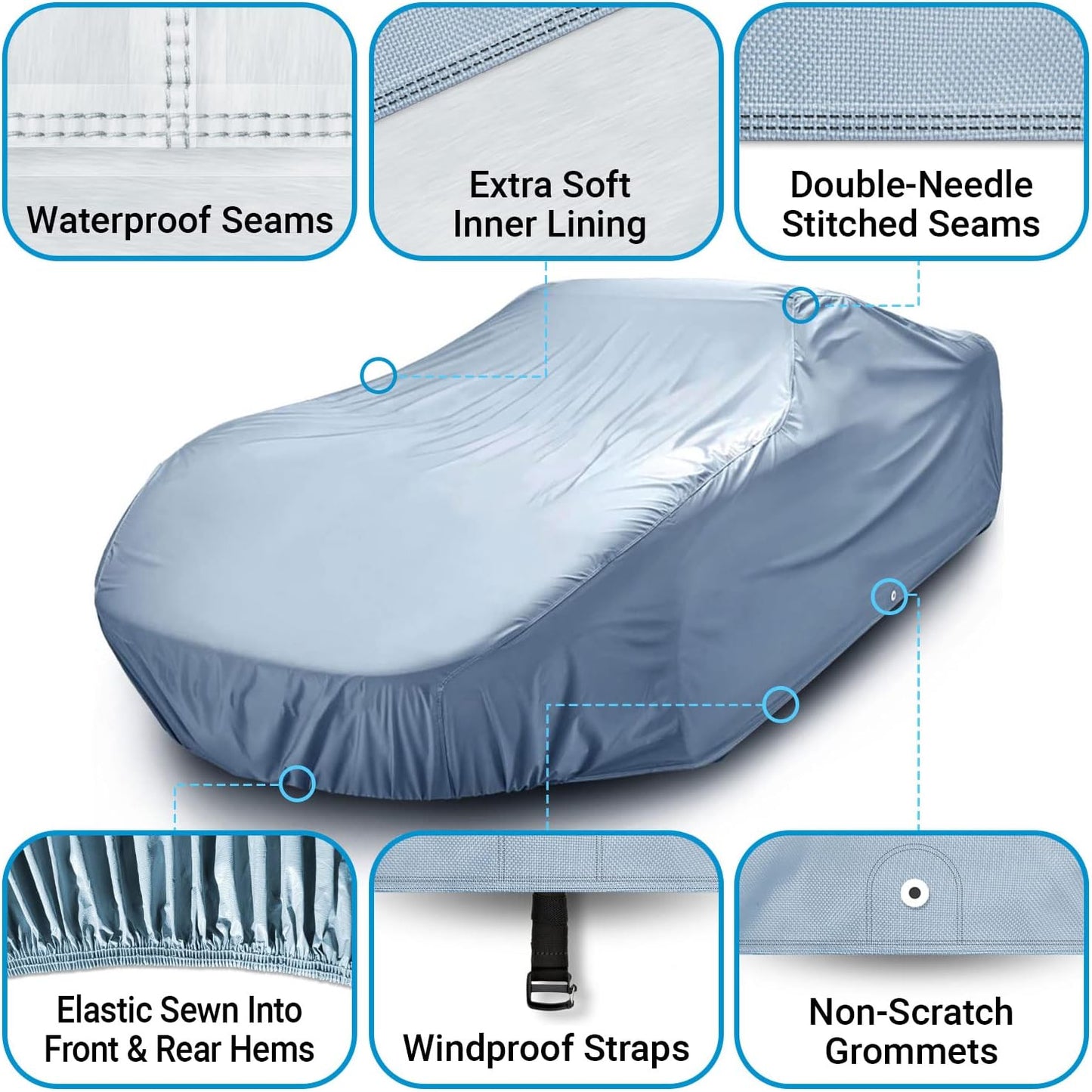 iCarCover Premium Car Cover for 2003-2005 Pontiac Sunfire 2-Door, 4-Door Heavy Duty Waterproof All-Weather Automobiles Custom Fit Indoor Outdoor UV Snow Protection Covers with Straps and Bag