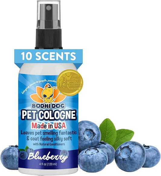 Bodhi Dog Natural Dog Cologne (Blueberry) - Premium Scented Deodorizing Pet Perfume with Conditioner for Dogs & Cats - Keeps Pets Fresh & Clean - Gentle and Safe Formula, Made in USA (4 Fl Oz) | Natural, Premium Scented, Deodorizing, with Conditioner, ...