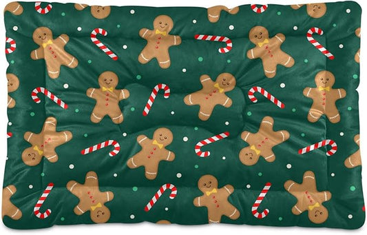 Christmas Gingerbread Man Pet Bed Cute Dog Bed Mat Absorbing Non Slip Pad Pet Sleeping Mat for Small, Medium, and Large Dogs Puppy Cat 24 in x 18 in