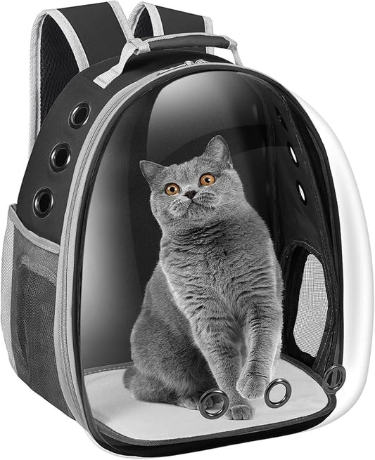 Cat Carrier Backpack, Pet Carrier Backpack Front Pack for Small Medium Cat Puppy Dog Carrier Backpack Bag Space Capsule, Pet Carrier for Travel Hiking Walking Camping (Black)