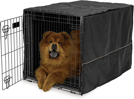 MidWest Homes for Pets Intermediate Dog Crate Cover, Black Polyester Privacy Kennel Cover Fits Most 36-Inch Crates, Machine Washable, Reduces Barking & Chewing
