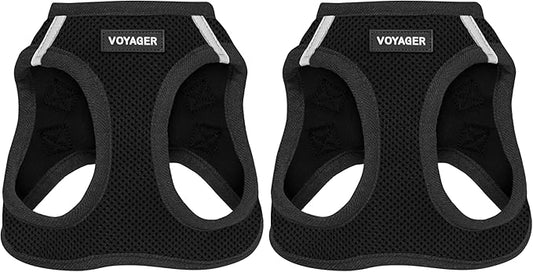 Voyager Step-in Air Dog Harness w/Leash - All Weather Mesh Step in Vest Harness for Small and Medium Dogs by Best Pet Supplies - Black, M (Pack of 2)