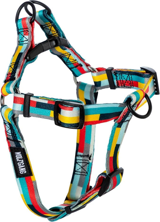Wolfgang Heavy Duty Adjustable Dog Harness, Pull-Tested for Walking & Training, Mixtape Print, Medium