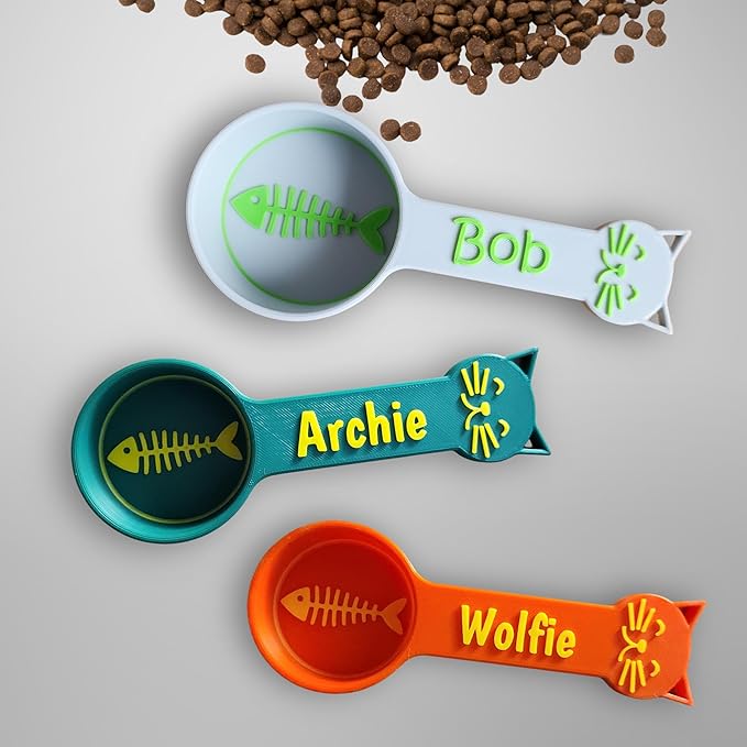 Personalized Cat Food Scoop, Cat Food Measuring Cup with Name, Kibble Scoop (4 oz - 1/2 cup)