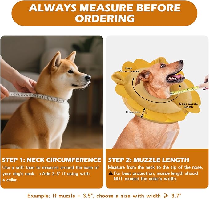 IEUUMLER Inflatable Recovery Dog Collar, Protective Donut Cone, Adjustable Soft Collar for Dog and Cat After Surgery Prevent from Biting & Scratching EU002 - Brown Lion M