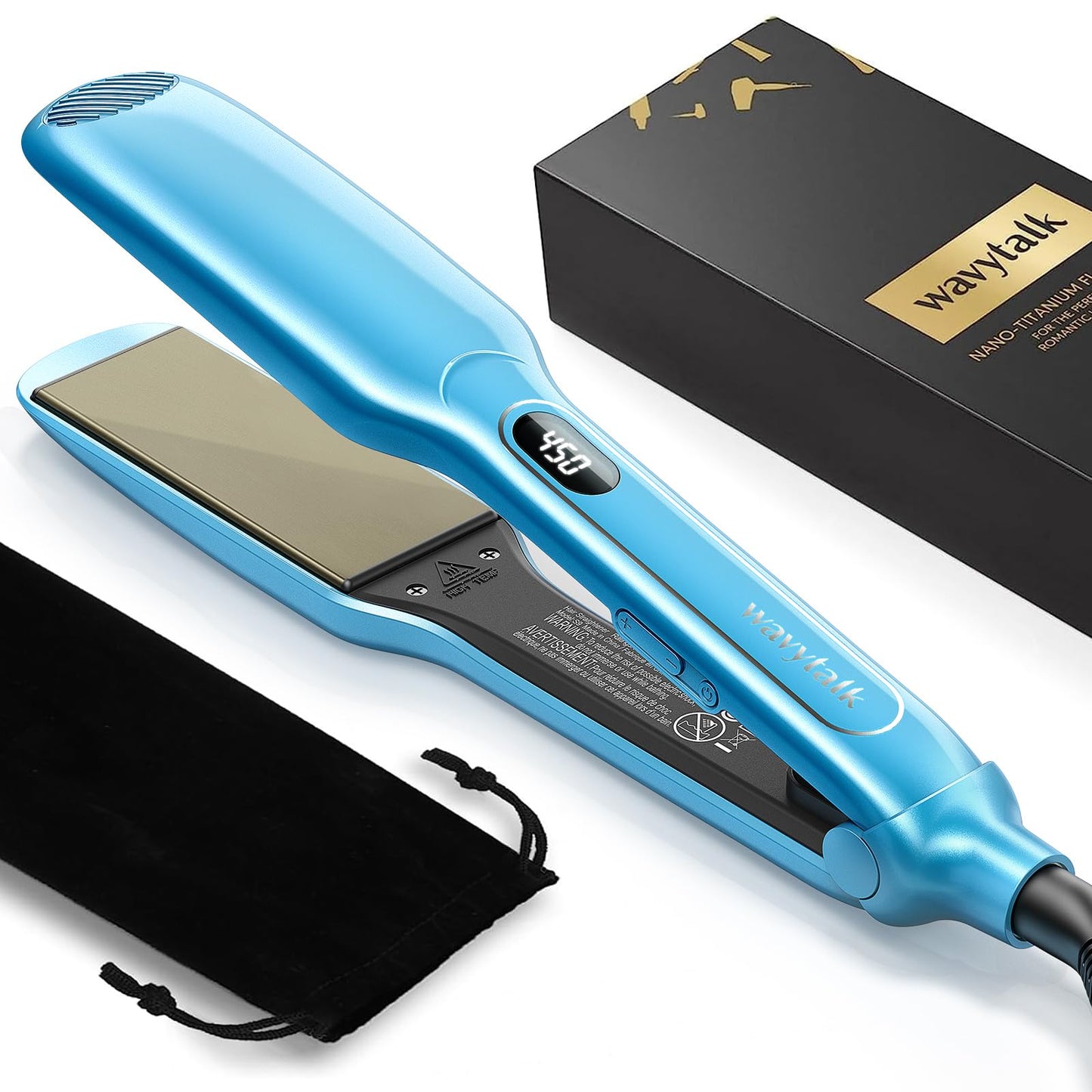 Wavytalk Hair Straightener, 1.7 Inch Wide Titanium Flat Iron for Hair, Professional Hair Straightener with Adjustable Temp(290 ?