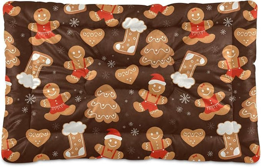 Christmas Gingerbread Cookies Pet Bed Cute Dog Bed Mat Absorbing Non Slip Pad Pet Sleeping Mat for Small, Medium, and Large Dogs Puppy Cat 24 in x 18 in