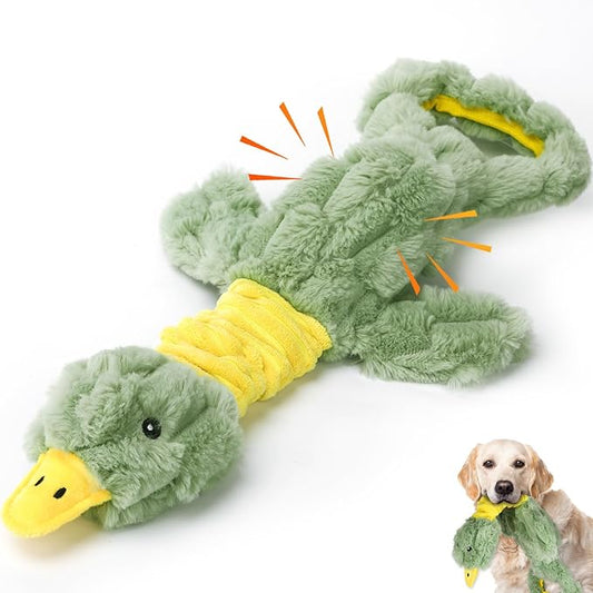 Large Plush Squeaky Dog Toys, Interactive Tug of War Puppy Toys for Indoor Play - Duck Stuffed Dog Toys with Soft Fabric for Small, Medium, and Large Pets