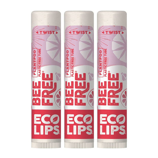 Eco Lips Vegan Superfruit Bee Free Lip Balm Includes Candelilla Wax, Organic Cocoa Butter And Coconut Oil. 100% Plastic-Free Pla