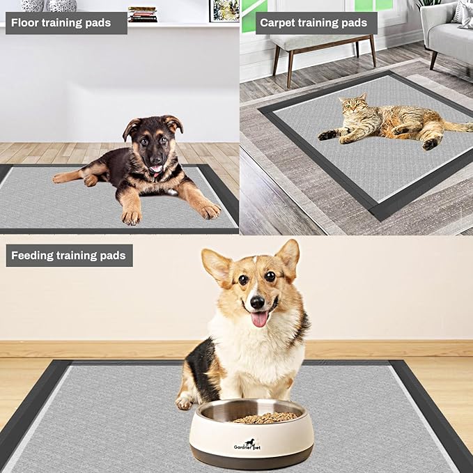 Charcoal Puppy Pads 28x37 Inches Extra Large Dog Pee Pads Odor-Control & Leak-Proof Disposable Pet Training Edge-Wrapping Thicken Potty Pad for Dogs, Cats, Rabbits (50 Pieces)
