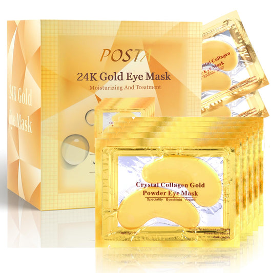 Posta 24K Gold Eye Mask, 50 Pairs Eye Treatment Mask With Collagen, Under Eye Mask Treatment For Puffy Eyes, Dark Circles Correc