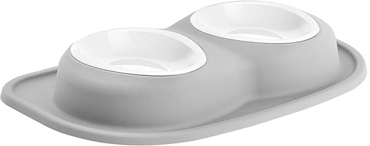 WeatherTech Double Low Pet Feeding System w/Plastic Dog/Cat Bowls - 32 oz (4 Cups) Light Grey (PDL3203LG)