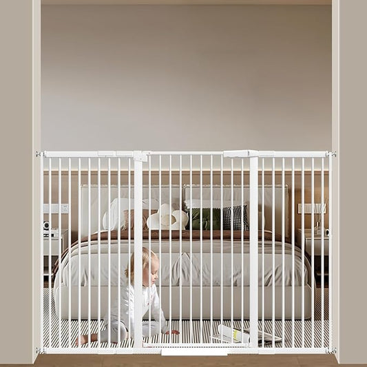 40.55" Tall, 53.74-61.61 Inch Wide, 1.37" Ultra Narrow Spacing Dog Pet Baby Gate Indoor for Doorway Hallway, Pressure Mounted 54 55 56 57 58 59 60 61 Inches Wide